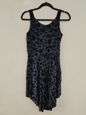 Wren Designer Sleeveless Black and Charcoal Leopard Print Dress, Size S.